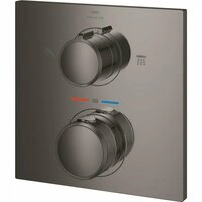 Внешняя часть термостата для душа GROHE Allure скрытого монтажа на 2 потребителя, квадратная, темный графит глянец (29181A02) Внешняя часть термостата для душа GROHE Allure скрытого монтажа на 2 потребителя, квадратная, темный графит глянец (29181A02)
