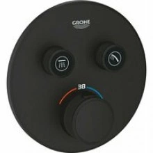 Внешняя часть термостата для душа GROHE Grohtherm SmartControl на 2 потребителя, круглая, фантомный черный (29507KF0)