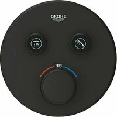 Внешняя часть термостата для душа GROHE Grohtherm SmartControl на 2 потребителя, круглая, фантомный черный (29507KF0) Внешняя часть термостата для душа GROHE Grohtherm SmartControl на 2 потребителя, круглая, фантомный черный (29507KF0)