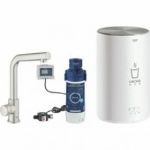 Комплект для кухни GROHE Red Mono с L-образным вентилем, бойлером M-Size и фильтром, суперсталь (30339DC1)
