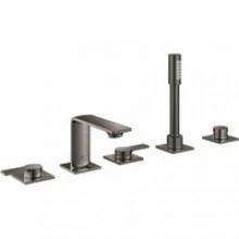 Смеситель для ванны GROHE Allure двухвентильный, на 5 отверстий, на край ванны, темный графит глянец (25221A01)