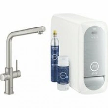 Смеситель для кухни GROHE Blue Home с системой фильтрации, охлаждения и газирования воды, Wi-Fi, суперсталь (31454DC1)