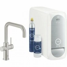 Смеситель для кухни GROHE Blue Home с системой фильтрации, охлаждения и газирования воды, Wi-Fi, суперсталь (31456DC1)