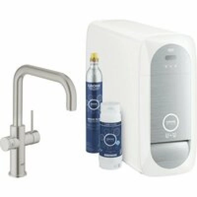 Смеситель для кухни GROHE Blue Home с системой фильтрации, охлаждения и газирования воды, Wi-Fi, суперсталь (31456DC1)