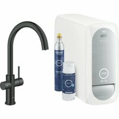 Смеситель для кухни GROHE Blue Home с системой фильтрации, охлаждения и газирования воды, Wi-Fi, черный бархат (31455KS1)