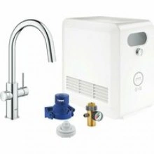Смеситель для кухни GROHE Blue Professional с вытяжным изливом, функцией фильтрации, системой охлаждения и газирования воды, Wi-Fi, хром (313