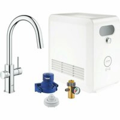 Смеситель для кухни GROHE Blue Professional с вытяжным изливом, функцией фильтрации, системой охлаждения и газирования воды, Wi-Fi, хром (313