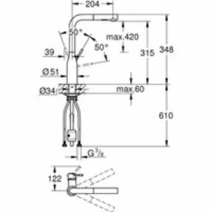 Смеситель для кухни GROHE Essence с вытяжным изливом 2jet, темный графит матовый (30504AL0) Смеситель для кухни GROHE Essence с вытяжным изливом 2jet, темный графит матовый (30504AL0)