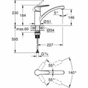 Смеситель для кухни GROHE Start c низким поворотным изливом, матовый черный (324412432) Смеситель для кухни GROHE Start c низким поворотным изливом, матовый черный (324412432)