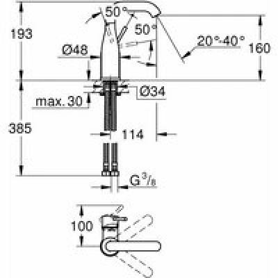 Смеситель для раковины GROHE Essence без донного клапана, M-size, хром (24176001) Смеситель для раковины GROHE Essence без донного клапана, M-size, хром (24176001)