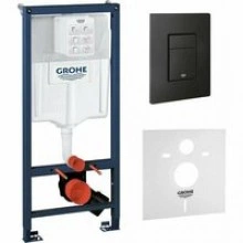 Система инсталляции для унитаза GROHE Solido 5 в 1 с панелью смыва Even, фантомный черный (1000046)