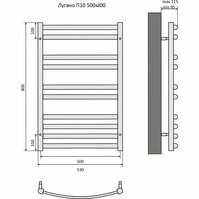 Полотенцесушитель водяной Aquatek Лугано П10 500x800, черный муар AQ DOC1080BL Полотенцесушитель водяной Aquatek Лугано П10 500x800, черный муар AQ DOC1080BL