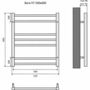 Полотенцесушитель водяной Aquatek Вега П7 500x600, черный муар AQ DR0760BL Полотенцесушитель водяной Aquatek Вега П7 500x600, черный муар AQ DR0760BL