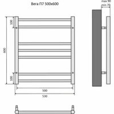 Полотенцесушитель водяной Aquatek Вега П7 500x600, хром AQ DR0760CH Полотенцесушитель водяной Aquatek Вега П7 500x600, хром AQ DR0760CH