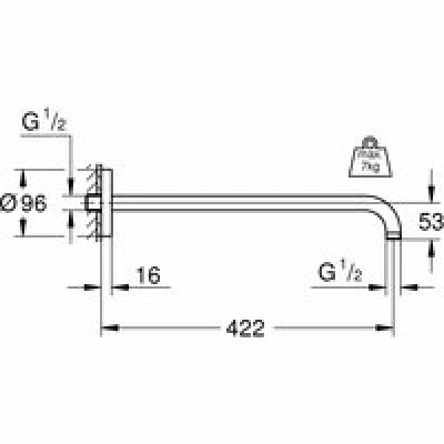 Душевой кронштейн GROHE Rainshower 422 мм, хром (26146000) Душевой кронштейн GROHE Rainshower 422 мм, хром (26146000)