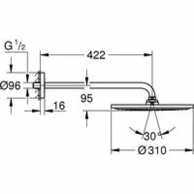 Верхний душ GROHE Rainshower 310, 12,5 л/мин, 1 режим, 422 мм, хром (26257000) Верхний душ GROHE Rainshower 310, 12,5 л/мин, 1 режим, 422 мм, хром (26257000)