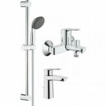 Комплект смесителей GROHE Start Edge для раковины, ванны с душевым гарнитуром, хром (120210)