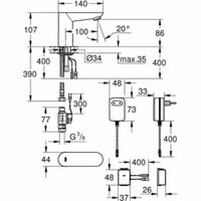 Кран для раковины GROHE Eurosmart Cosmopolitan E Bluetooth инфракрасный, без функции смешивания, хром (36409000) Кран для раковины GROHE Eurosmart Cosmopolitan E Bluetooth инфракрасный, без функции смешивания, хром (36409000)
