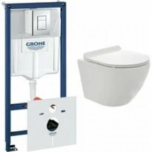 Комплект инсталляции GROHE 38775001 с унитазом AQUAme AQM2002 и сиденьем с микролифтом (NW0167/S)