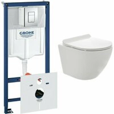 Комплект инсталляции GROHE 38775001 с унитазом AQUAme AQM2002 и сиденьем с микролифтом (NW0167/S)