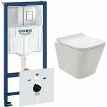 Комплект инсталляции GROHE 38775001 с унитазом AQUAme AQM2004 и сиденьем с микролифтом (NW0169/S)