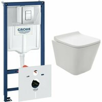 Комплект инсталляции GROHE 38775001 с унитазом AQUAme AQM2004 и сиденьем с микролифтом (NW0169/S)