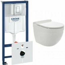 Комплект инсталляции GROHE 38775001 с унитазом AQUAme AQM2006 и сиденьем с микролифтом (NW0170/S)