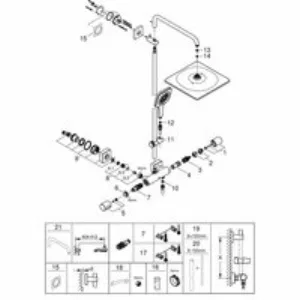 Душевая система GROHE Rainshower SmartActive 310 Cube с термостатом для душа, холодный рассвет глянец (26837GL0) Душевая система GROHE Rainshower SmartActive 310 Cube с термостатом для душа, холодный рассвет глянец (26837GL0)