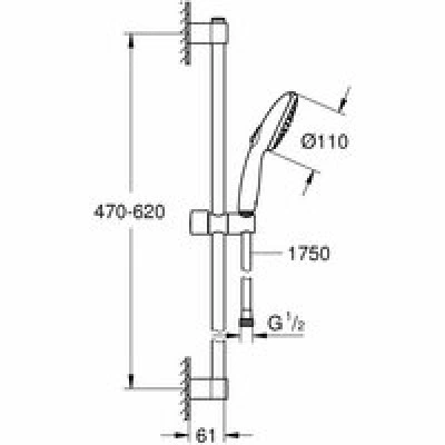 Душевой гарнитур GROHE Tempesta 110, 2 режима струи, душевая штанга 600 мм, 7,4 л/мин, хром (26162003-group) Душевой гарнитур GROHE Tempesta 110, 2 режима струи, душевая штанга 600 мм, 7,4 л/мин, хром (26162003-group)