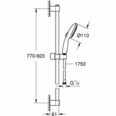 Душевой гарнитур GROHE Tempesta 110, 3 режима струи, душевая штанга 900 мм, 7,4 л/мин, хром (26771003) Душевой гарнитур GROHE Tempesta 110, 3 режима струи, душевая штанга 900 мм, 7,4 л/мин, хром (26771003)