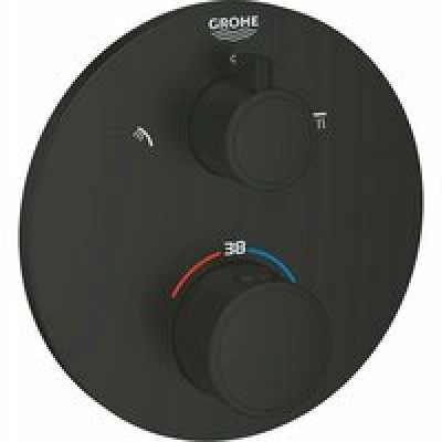 Внешняя часть термостата для душа GROHE Grohtherm на 2 потребителя, круглая, матовый черный (1022082430) Внешняя часть термостата для душа GROHE Grohtherm на 2 потребителя, круглая, матовый черный (1022082430)