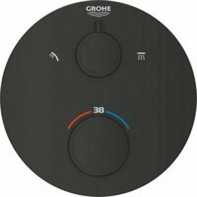 Внешняя часть термостата для душа GROHE Grohtherm на 2 потребителя, круглая, матовый черный (1022082430) Внешняя часть термостата для душа GROHE Grohtherm на 2 потребителя, круглая, матовый черный (1022082430)
