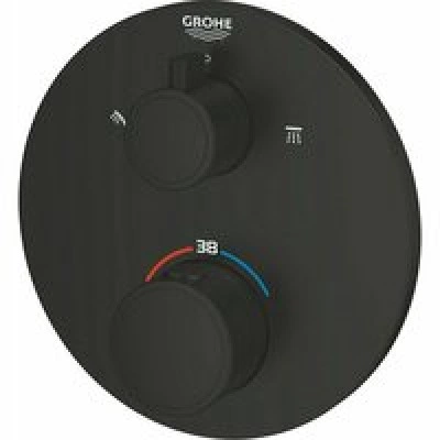 Внешняя часть термостата для душа GROHE Grohtherm на 2 потребителя, круглая, матовый черный (1022082430) Внешняя часть термостата для душа GROHE Grohtherm на 2 потребителя, круглая, матовый черный (1022082430)
