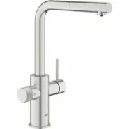 Смеситель для кухонной мойки GROHE Blue Pure Minta c вытяжным изливом, функцией фильтрации, без фильтра в комплекте, суперсталь (30601DC0)