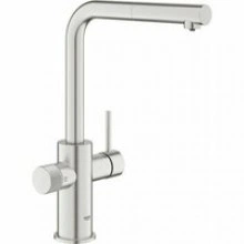Смеситель для кухонной мойки GROHE Blue Pure Minta c вытяжным изливом, функцией фильтрации, без фильтра в комплекте, суперсталь (30601DC0)