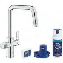 Смеситель для кухонной мойки GROHE Blue Pure Start с функцией фильтрации, с угольным фильтром в комплекте, хром (30596000)