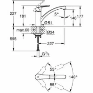 Смеситель для кухонной мойки GROHE Eurosmart с поворотным изливом, матовый черный (332812433) Смеситель для кухонной мойки GROHE Eurosmart с поворотным изливом, матовый черный (332812433)