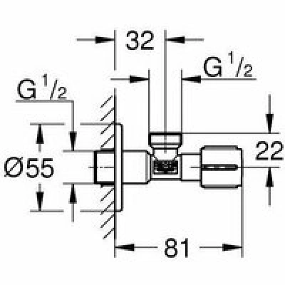 Угловой вентиль GROHE 1/2, матовый черный (1023422430) Угловой вентиль GROHE 1/2, матовый черный (1023422430)
