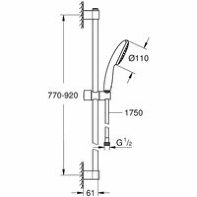 Душевой гарнитур GROHE Tempesta 110, 1 режим струи, душевая штанга 900 мм, 7,6 л/мин, хром (27925003) Душевой гарнитур GROHE Tempesta 110, 1 режим струи, душевая штанга 900 мм, 7,6 л/мин, хром (27925003)