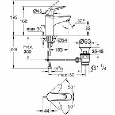 Смеситель для раковины GROHE Euroeco, хром (23262001) Смеситель для раковины GROHE Euroeco, хром (23262001)