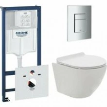 Комплект инсталляции GROHE 38775001 с унитазом AQUAme AQM2002 и сиденьем с микролифтом (NW0167)