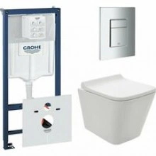 Комплект инсталляции GROHE 38775001 с унитазом AQUAme AQM2004 и сиденьем с микролифтом (NW0169)