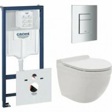 Комплект инсталляции GROHE 38775001 с унитазом AQUAme AQM2006 и сиденьем с микролифтом (NW0170)