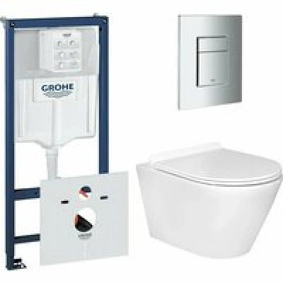 Комплект инсталляции GROHE 38775001 с унитазом Aquatek АЛЬФА и сиденьем с микролифтом (NW0188)