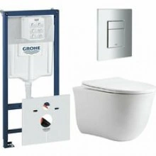 Комплект инсталляции GROHE 38775001 с унитазом Aquatek КЛАССИК и сиденьем с микролифтом (NW0146)