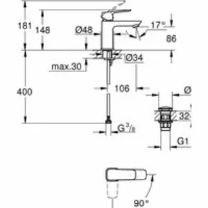 Смеситель для раковины GROHE Cubeo, S-size, хром (1017320000) Смеситель для раковины GROHE Cubeo, S-size, хром (1017320000)