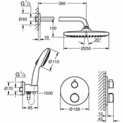 Душевая система GROHE Grohtherm с термостатом для душа, хром (1039960000) Душевая система GROHE Grohtherm с термостатом для душа, хром (1039960000)