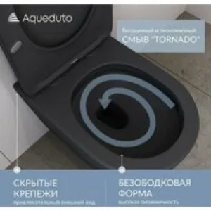 Унитаз подвесной Aqueduto OVO Plus 520*365 безободковый, сиденье с микролифтом, черный матовый (OVOT0240) Унитаз подвесной Aqueduto OVO Plus 520*365 безободковый, сиденье с микролифтом, черный матовый (OVOT0240)