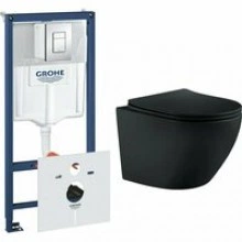Комплект инсталляции GROHE Rapid SL 38775001 с унитазом Aquatek ЕВРОПА AQ1901-MB и сиденьем с микролифтом (NW0266)