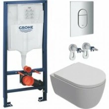 Комплект инсталляции GROHE Rapid SL NW0145/S с унитазом AQUAme AQM2013PRO и сиденьем с микролифтом, смыв Invisible (NW0280)